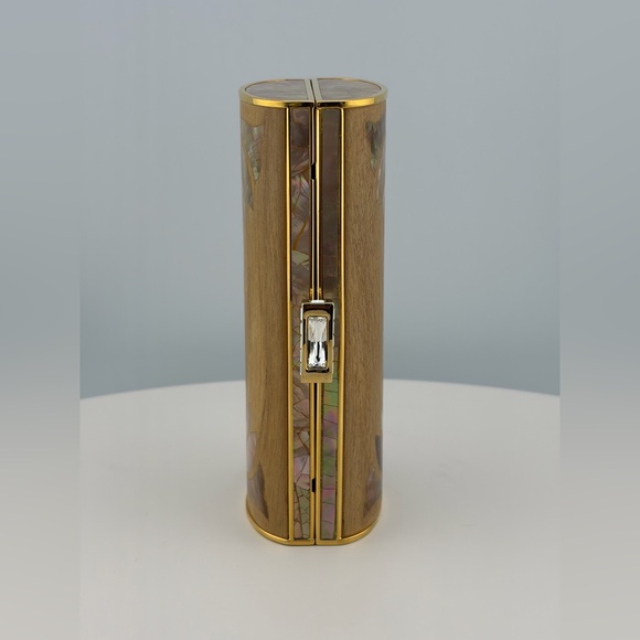 JUDITH LEIBER UNIQUE TINY MINI WOOD ABALONE SHELL PURSE MINAUDIERE BAG COUTURE - Picture 8 of 12